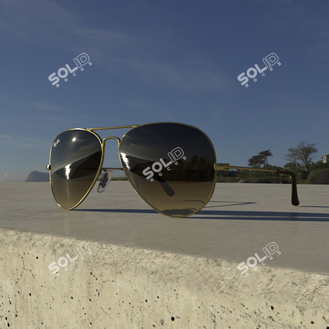 Iconic Ray-Ban Aviator Gradient Sunglasses 3D model image 11