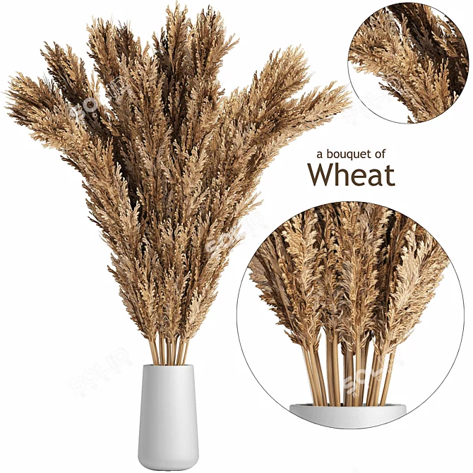 Rustic Wheat Bouquet 3D model image 1