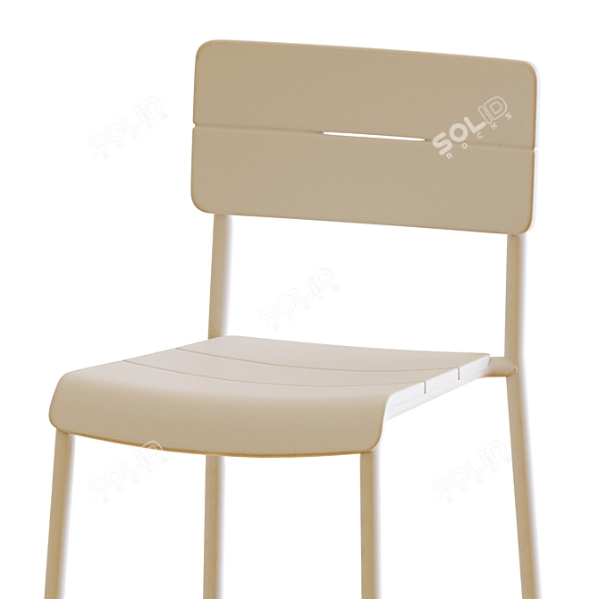 Modern Outdoor White Table and Chairs 3D model image 2