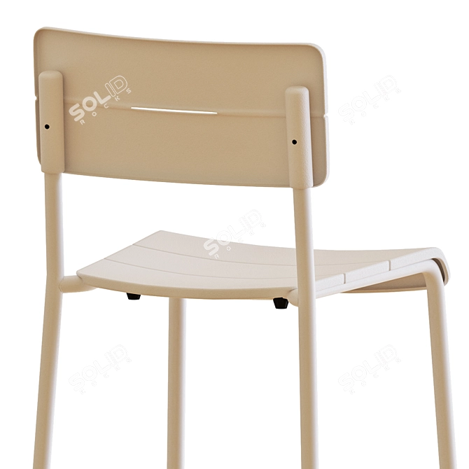 Modern Outdoor White Table and Chairs 3D model image 3