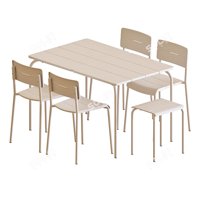Modern Outdoor White Table and Chairs 3D model image 7