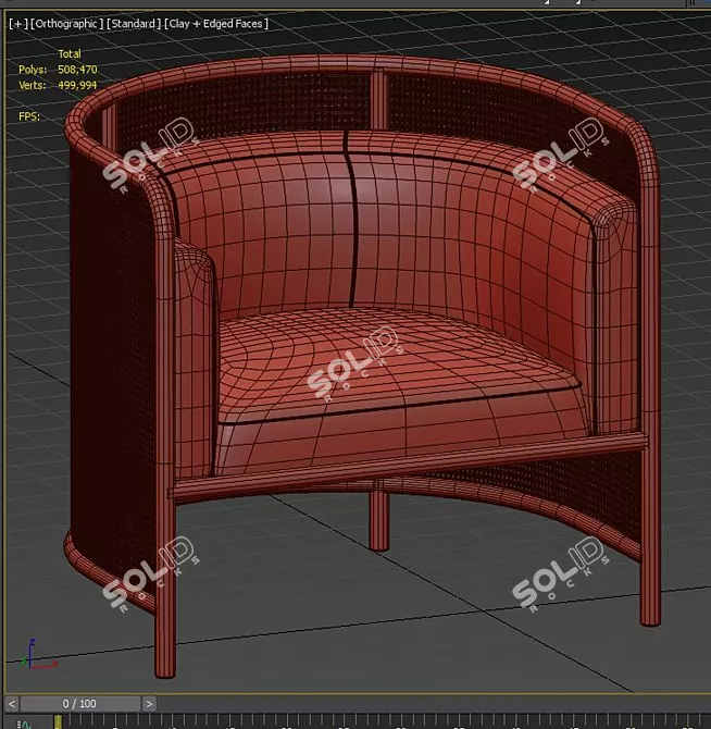 Elegant White Cane Accent Chair 3D model image 5