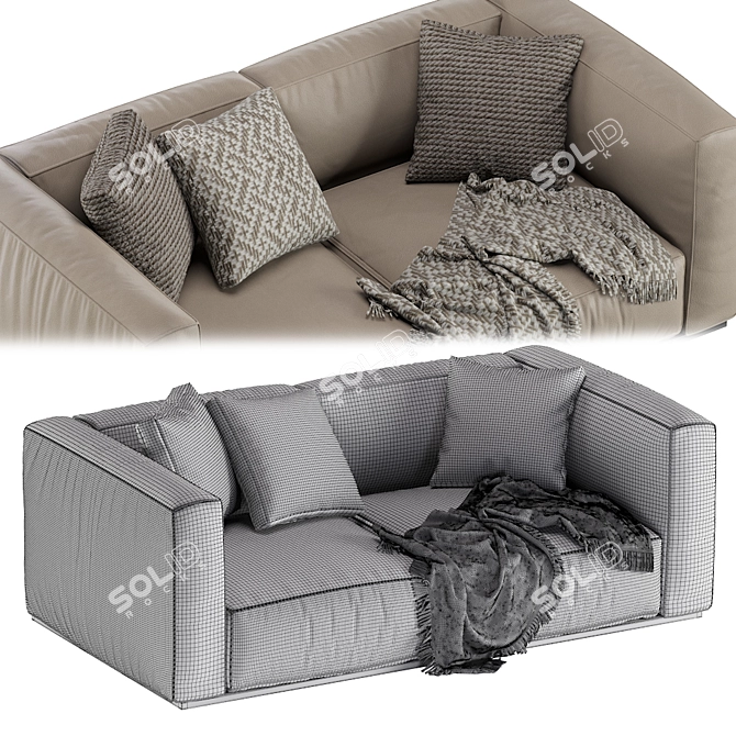 Modern Poliform Leather Sofa 3D model image 7