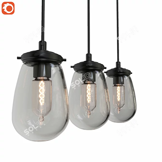 Sleek Glow Glass Pendant Light 3D model image 1