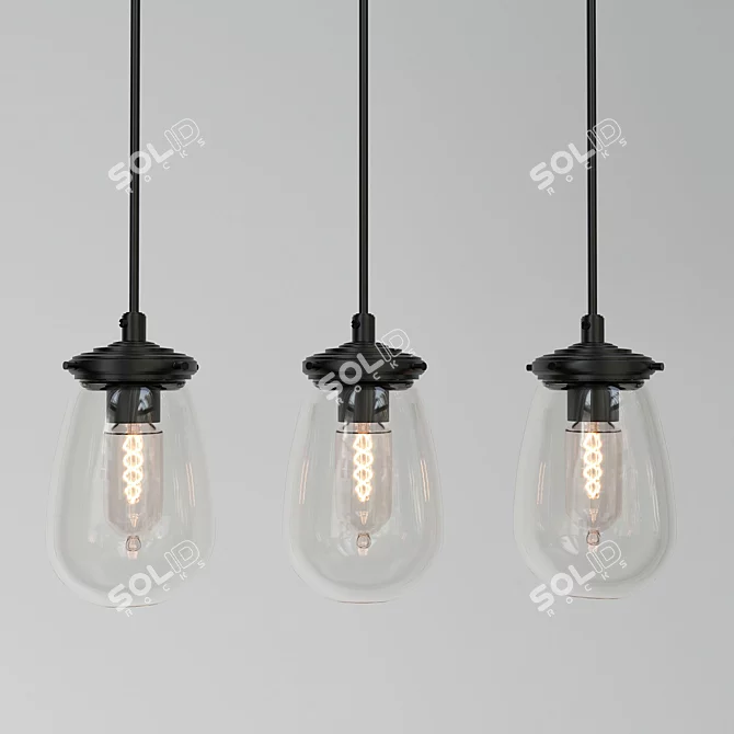 Sleek Glow Glass Pendant Light 3D model image 2