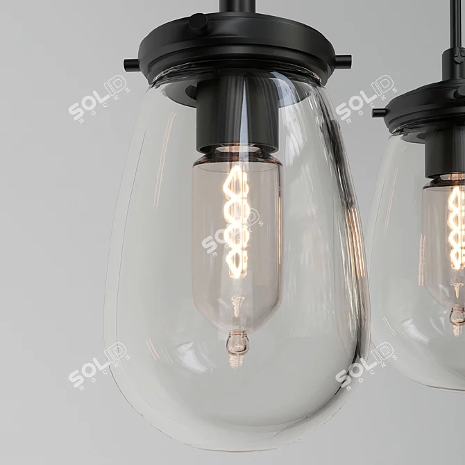 Sleek Glow Glass Pendant Light 3D model image 3