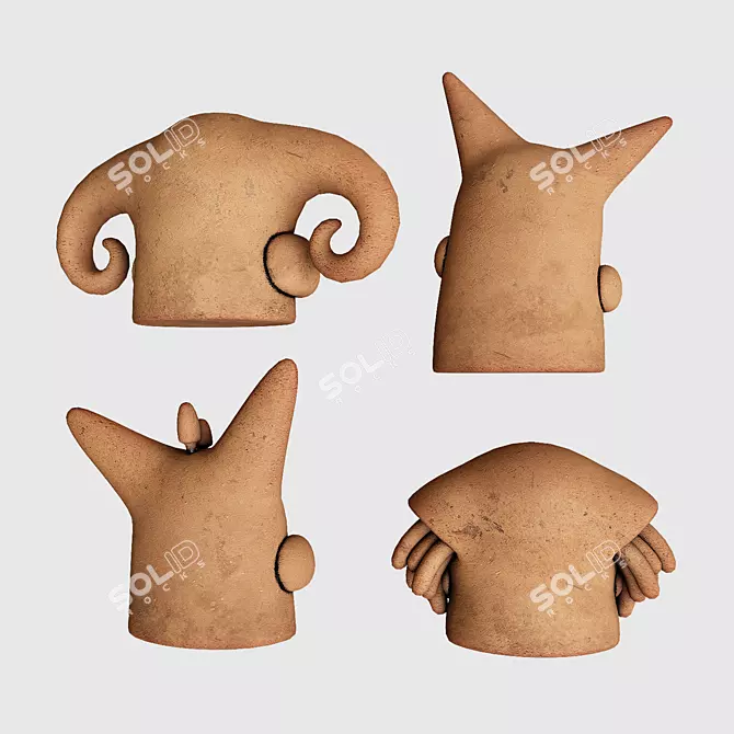 Tribal Ceramic Figurines - Exquisite Decor for Study Room 3D model image 3