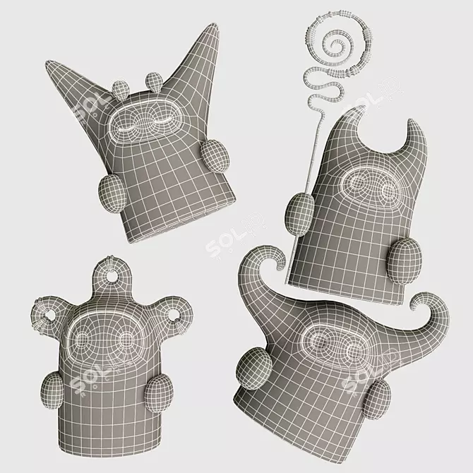 Tribal Ceramic Figurines Collection 3D model image 7