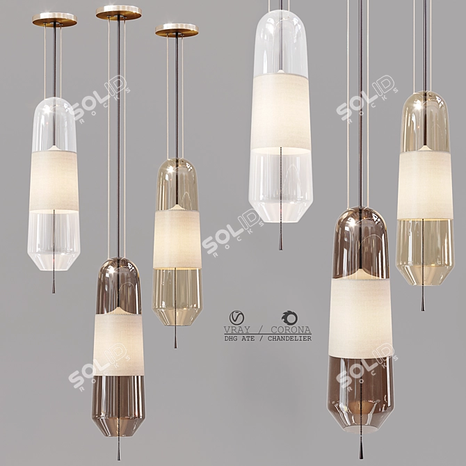 Elegant ATE Chandelier: Detailed & Versatile 3D model image 1