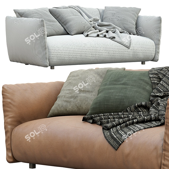 Meridiani Scott Leather Sofa - Modern Elegance for your Living Space! 3D model image 3