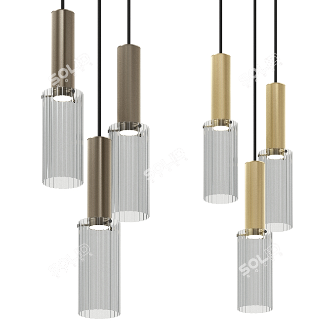 Flume 80 Pendant Bronze Lamp 3D model image 1