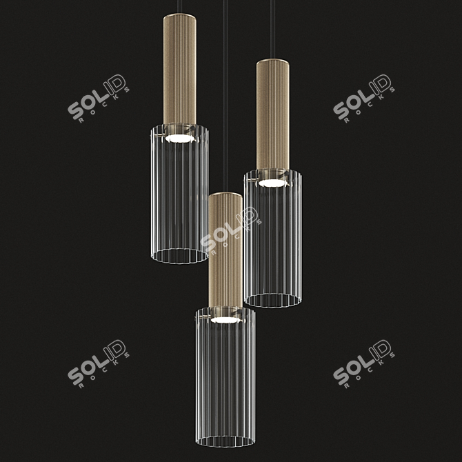 Flume 80 Pendant Bronze Lamp 3D model image 2