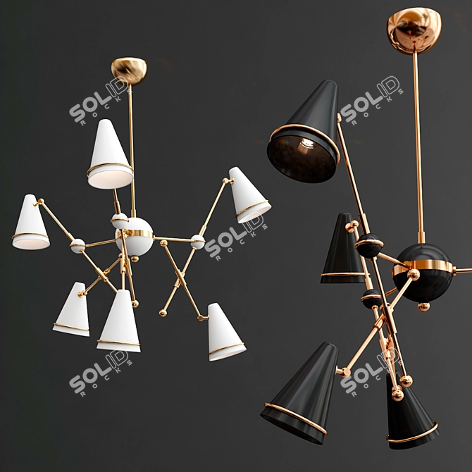 Brass & Aluminum Tophane Suspension 3D model image 1