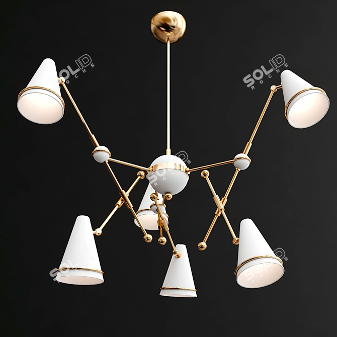 Brass & Aluminum Tophane Suspension 3D model image 3