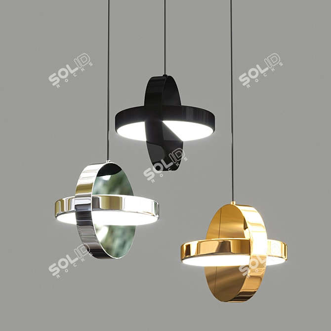 Elegant Brass Pendant Light 3D model image 1