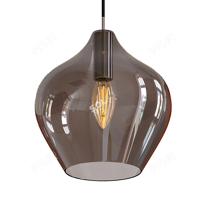 Howell Bulb Pendant: Brass Smoke Glass 3D model image 1