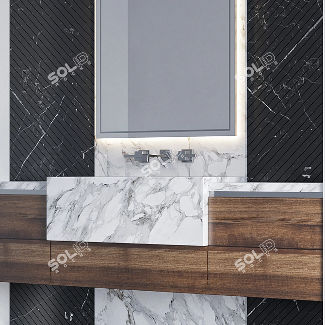 Modern Bathroom Furniture Set 3D model image 2