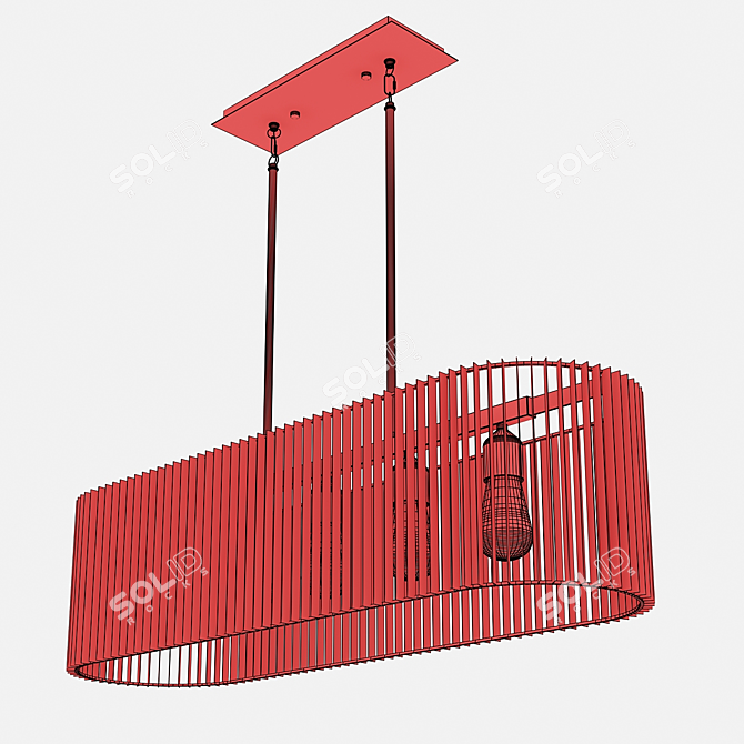 Sleek Linara 5-Light Brass Chandelier 3D model image 2