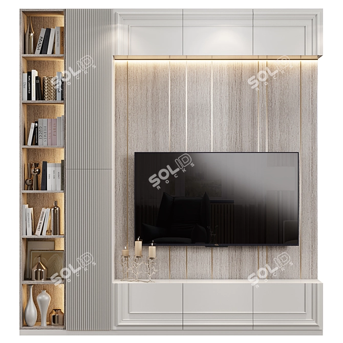 Elegant Neoclassical TV Wall 3D model image 3