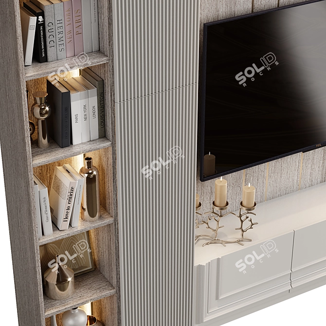 Elegant Neoclassical TV Wall 3D model image 1