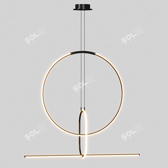 Elegant LED Ring Chandelier 3D model image 1