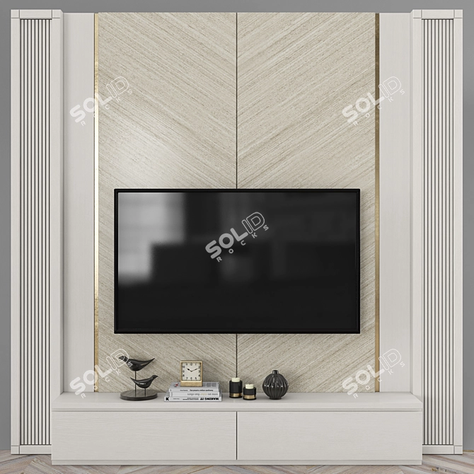 Sleek TV Wall Set with 65 Inch Screen 3D model image 1