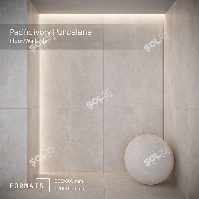 Pacific Ivory Glossy Floor Tile 3D model image 4
