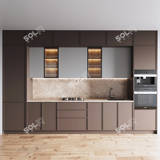 Ultimate Kitchen 088 - Gas Hob, Oven, Coffee Machine, Sink, Hood 3D model image 1