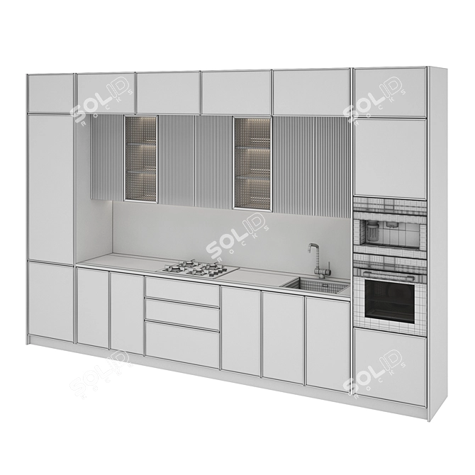 Ultimate Kitchen 088 - Gas Hob, Oven, Coffee Machine, Sink, Hood 3D model image 5