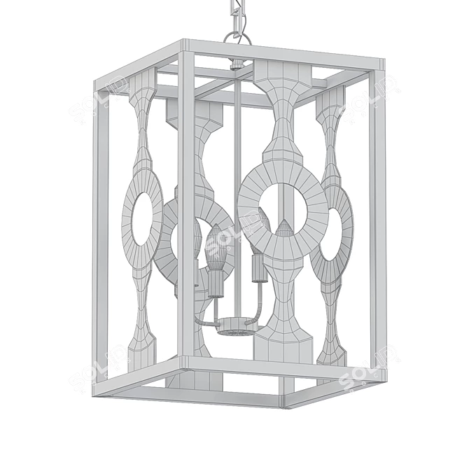 Elegant Rectangle Pendant - Balustrade 4 3D model image 2