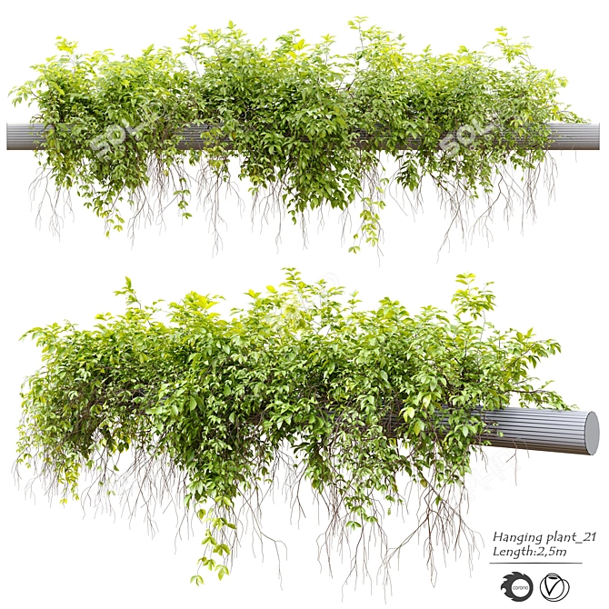 Cascade Greenery: Hanging Plant 21 3D model image 1