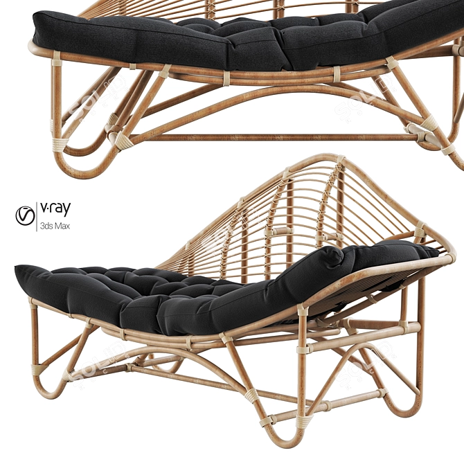 Positano Rattan Chaise Lounge 3D model image 5