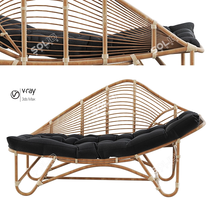 Positano Rattan Chaise Lounge 3D model image 6