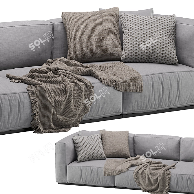 Modern Poliform Shangai 3 Seat Sofa 3D model image 5