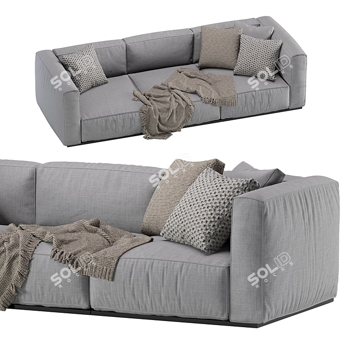 Modern Poliform Shangai 3 Seat Sofa 3D model image 6