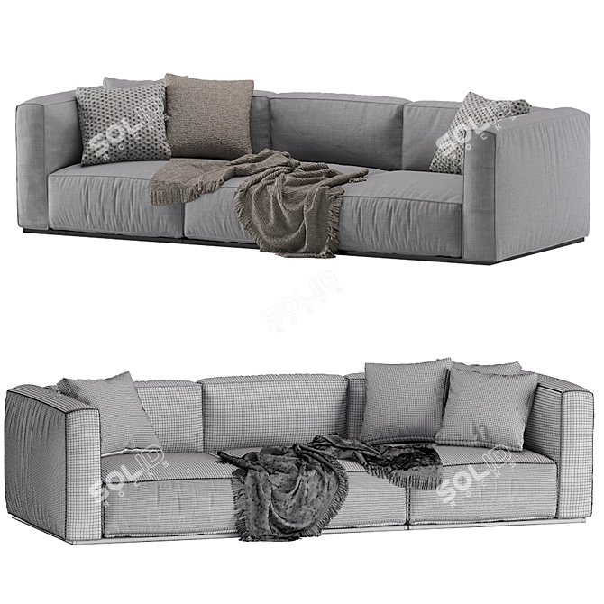 Modern Poliform Shangai 3 Seat Sofa 3D model image 7