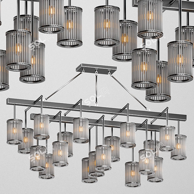 Metro Chandelier: Loft Industrial Elegance 3D model image 3