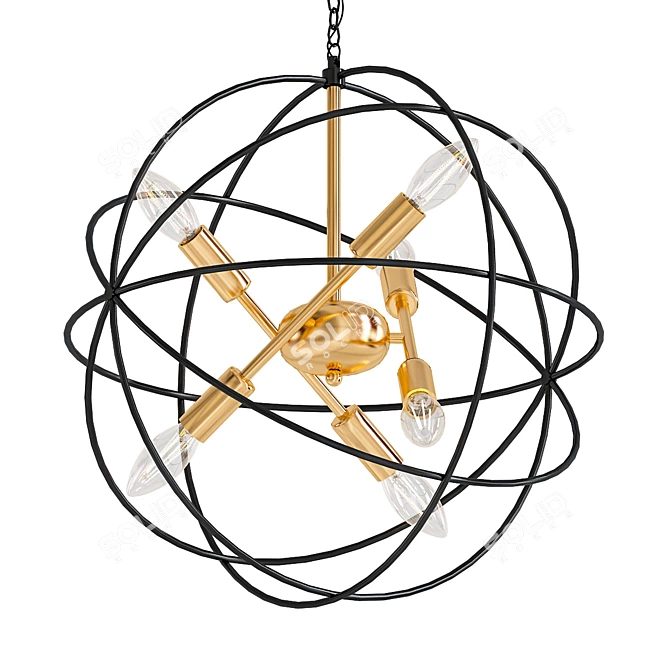 Modern Metal Circle Chandelier 3D model image 1