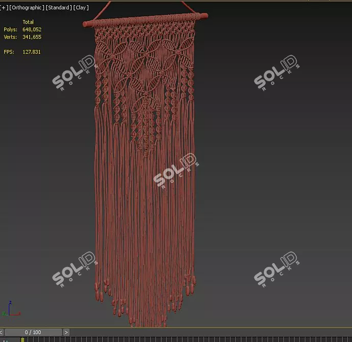 Boho Macrame Wall Decor 3D model image 4