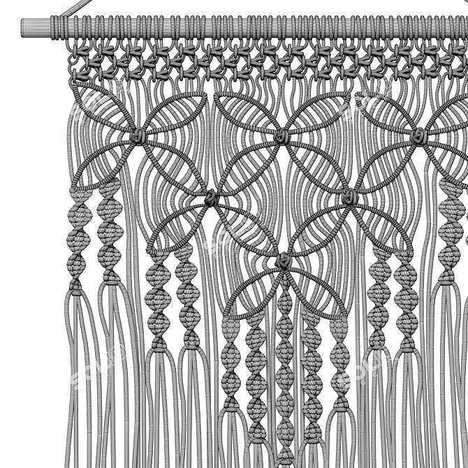 Boho Macrame Wall Decor 3D model image 6