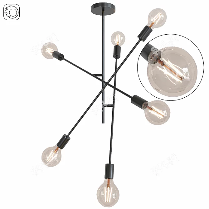 Lester 6 Light Flush Mount 3D model image 1