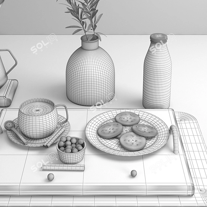 Modern 14-piece Kitchen Set 3D model image 3