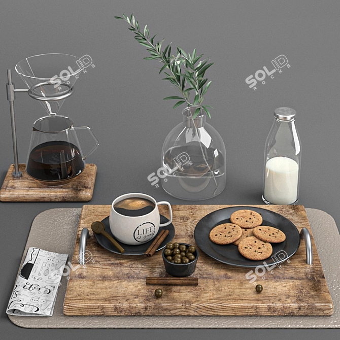 Modern 14-piece Kitchen Set 3D model image 4