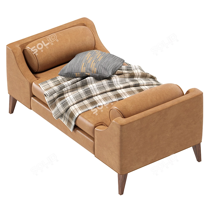 Elegant Leather Grace Bench 3D model image 2