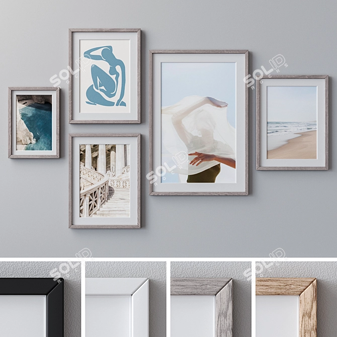 Multicolor Photo Frames Set 3D model image 1