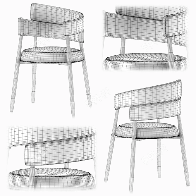 Luxurious Velvet Accent Chair 3D model image 4