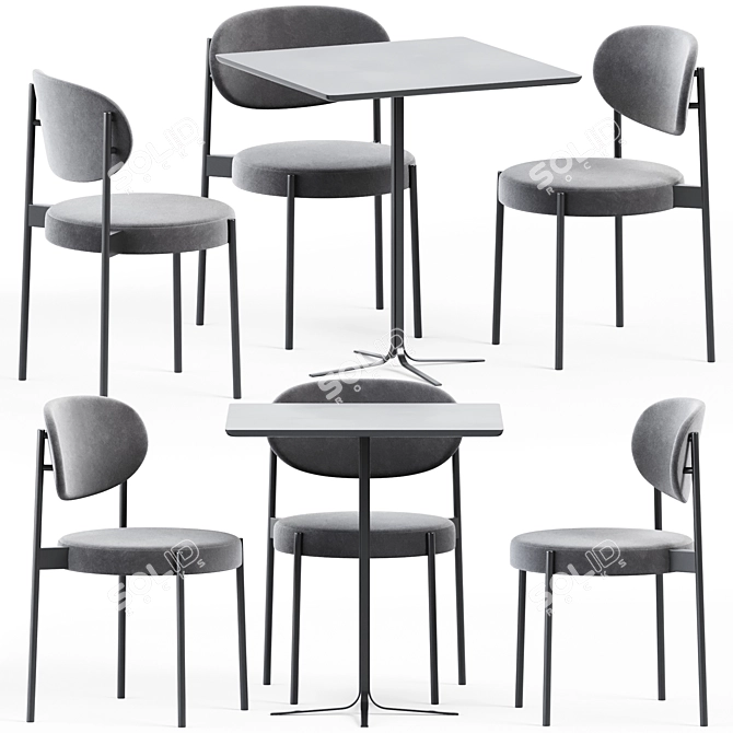 Modern Metal Table & Chair Set 3D model image 1