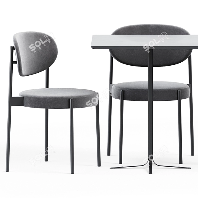 Modern Metal Table & Chair Set 3D model image 3