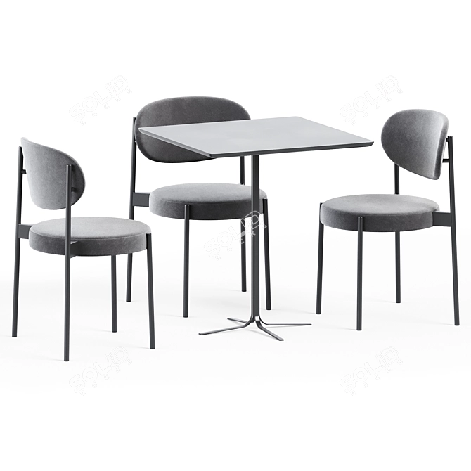 Modern Metal Table & Chair Set 3D model image 5