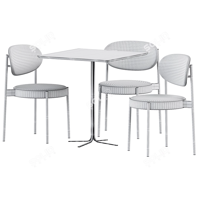 Modern Metal Table & Chair Set 3D model image 6